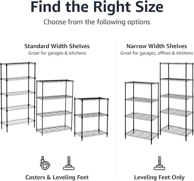 5-Shelf Adjustable Heavy Duty Steel Wire Rack for Kitchen - Image 4