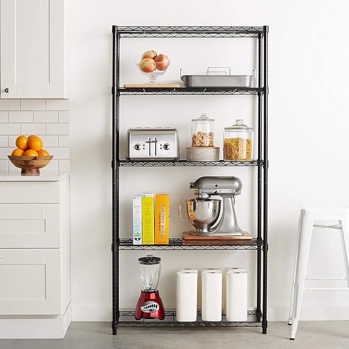 5-Shelf Adjustable Heavy Duty Steel Wire Rack for Kitchen