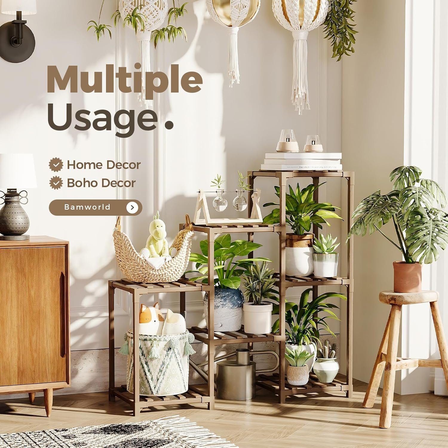 Bamworld Plant Stand Indoor Plant Shelf - Image 2